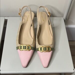 Larroude Pink and Gold Flats with Buckle size 11